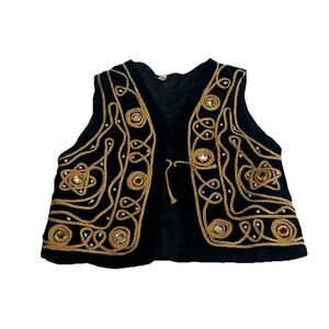 Vintage Pashtun Velvet Vest Gold Embroidered indian afghan Child’s